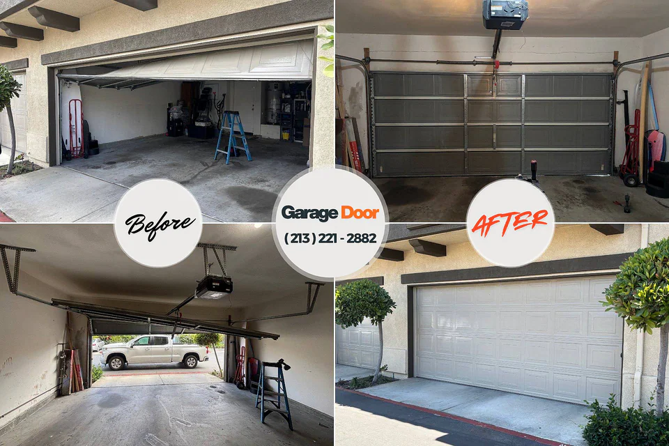 Before and after: garage door repair Daleville, IN